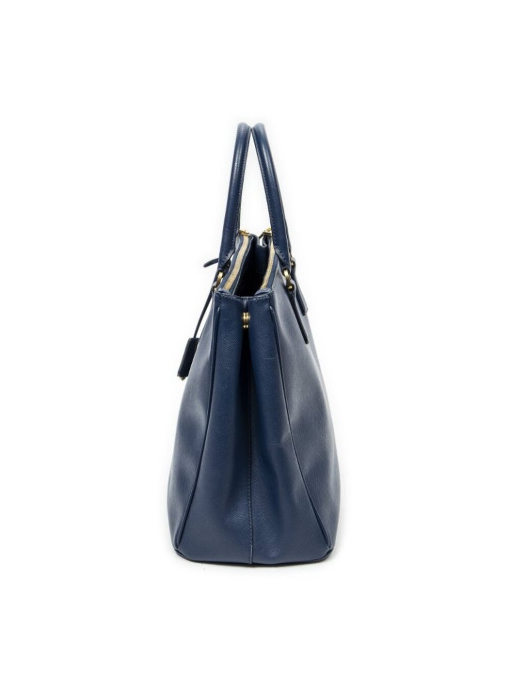 Prada Large Double Zip Galleria Tote Navy Saffiano Leather - Picture 3 of 10